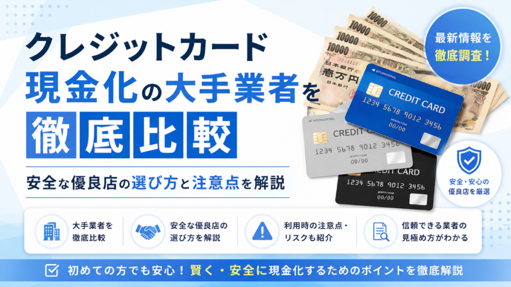 クレジットカード現金化の大手業者を徹底比較【2026年最新】安全な優良店の選び方と注意点
